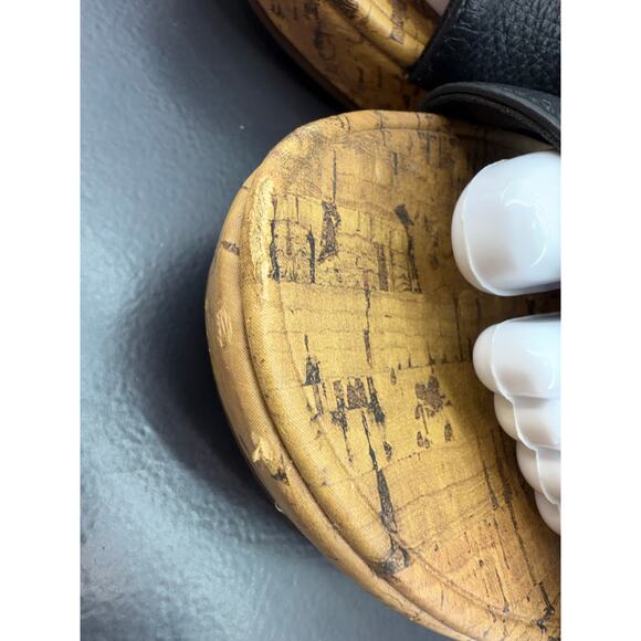 VIONIC Pepper Womens Sz 8 Black Leather Open Toe Platform Slip On Wedge Sandals - Picture 6 of 15